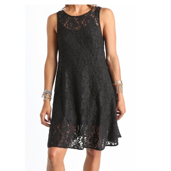 Free People Dresses & Skirts - FREE PEOPLE Black Miles of Lace Fit Flare Dress S